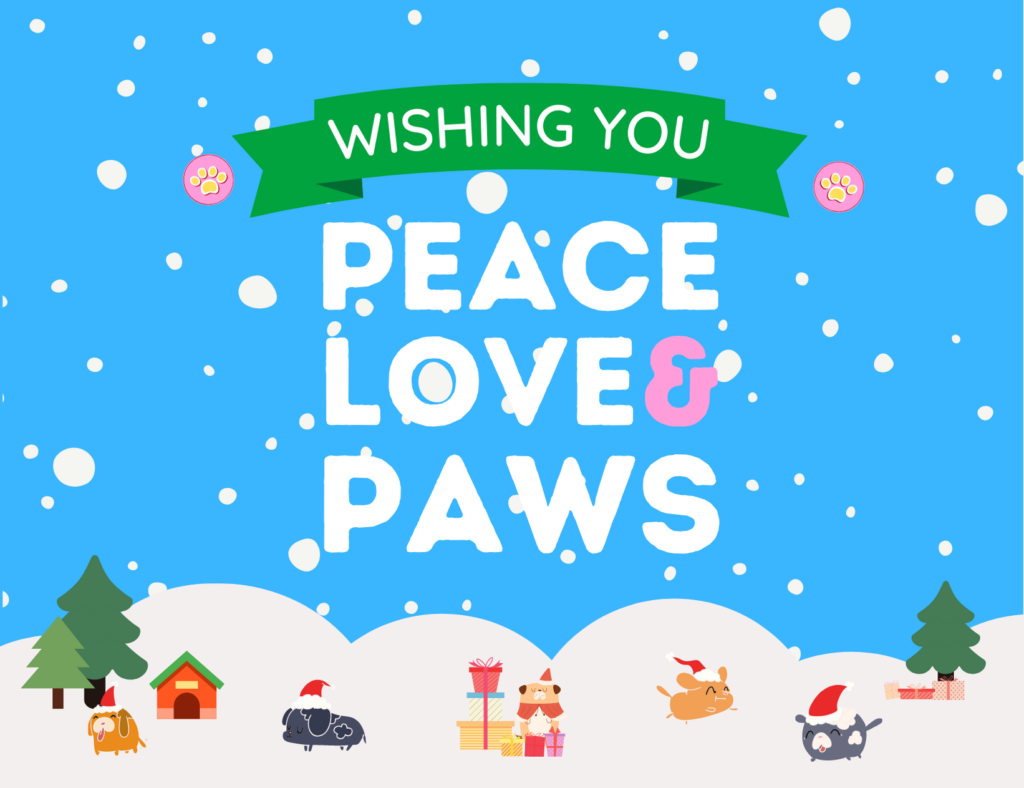 Peace Love and Paws Christmas Card