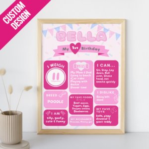 Custom Design - Dog Birthday Milestones Poster (Pink Banner)